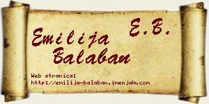 Emilija Balaban vizit kartica
